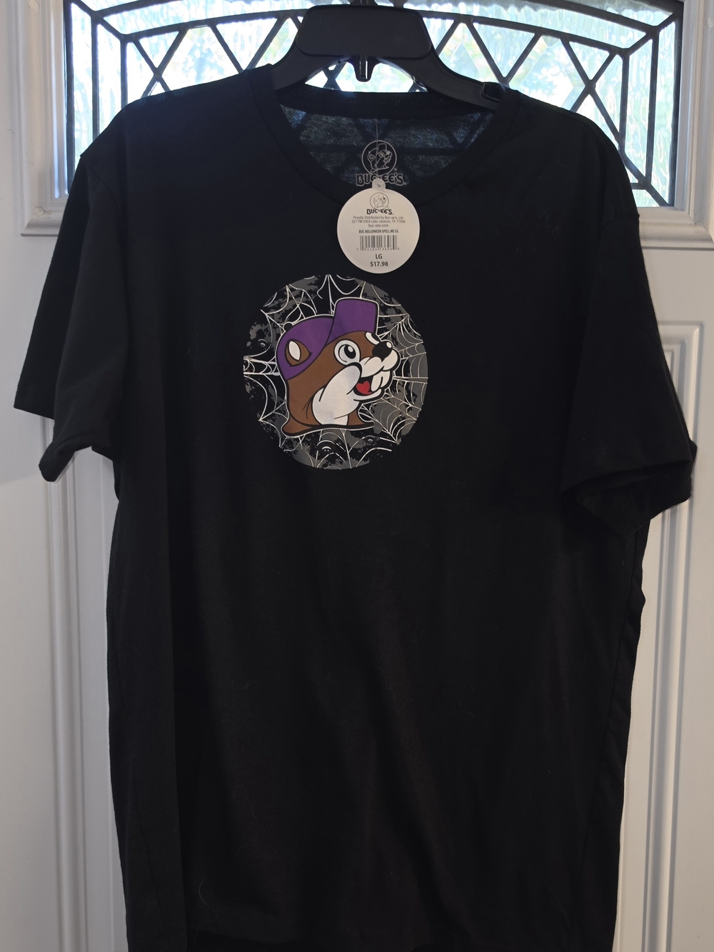 Mens Glow-in-the-Dark Black Halloween Bucees T-Shirt NWT